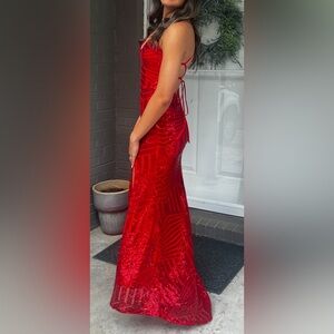 Red sequin mermaid prom dress